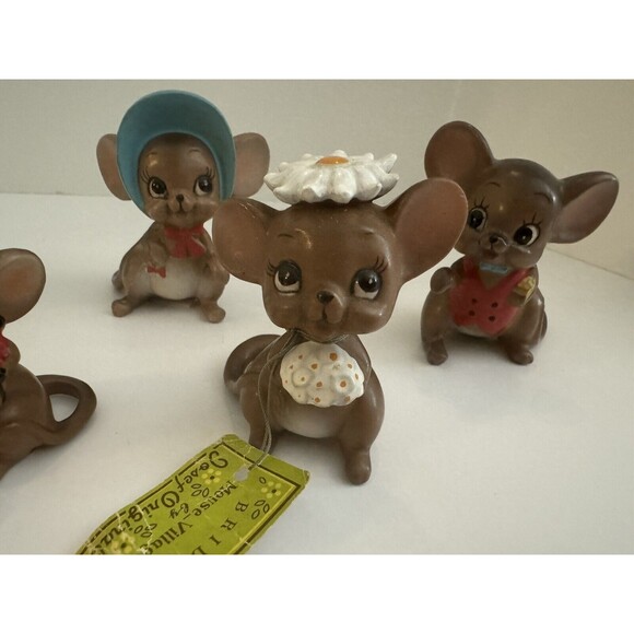Vintage Josef Originals Mouse Lot of 5 Figurines Ceramic Phone Bride Vest Bonnet - Picture 3 of 11